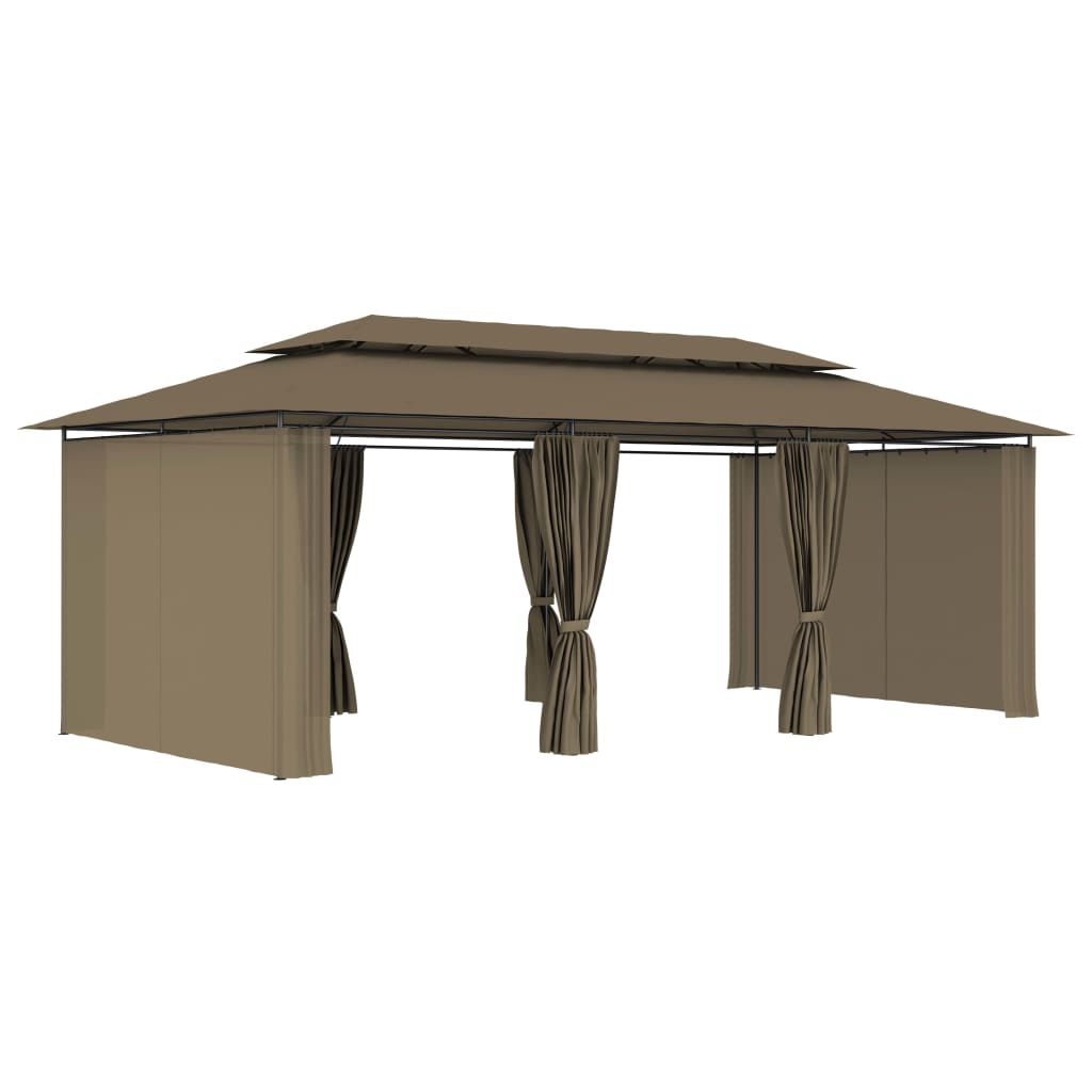 Vidaxl Arbor med gardiner 180 g m² 600x298x270 cm taupe