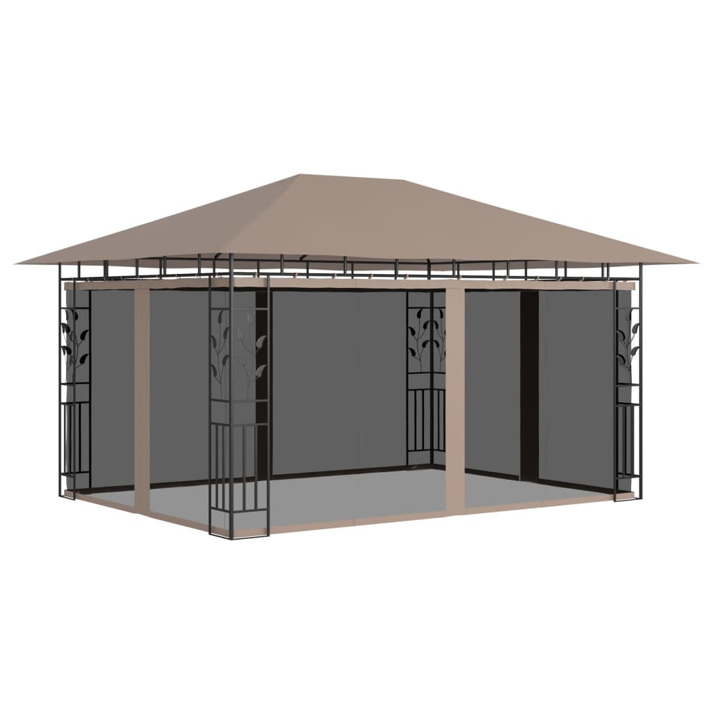 Vidaxl Arbor s komárem čistý 180 g m² 4x3x2,73 m taupe