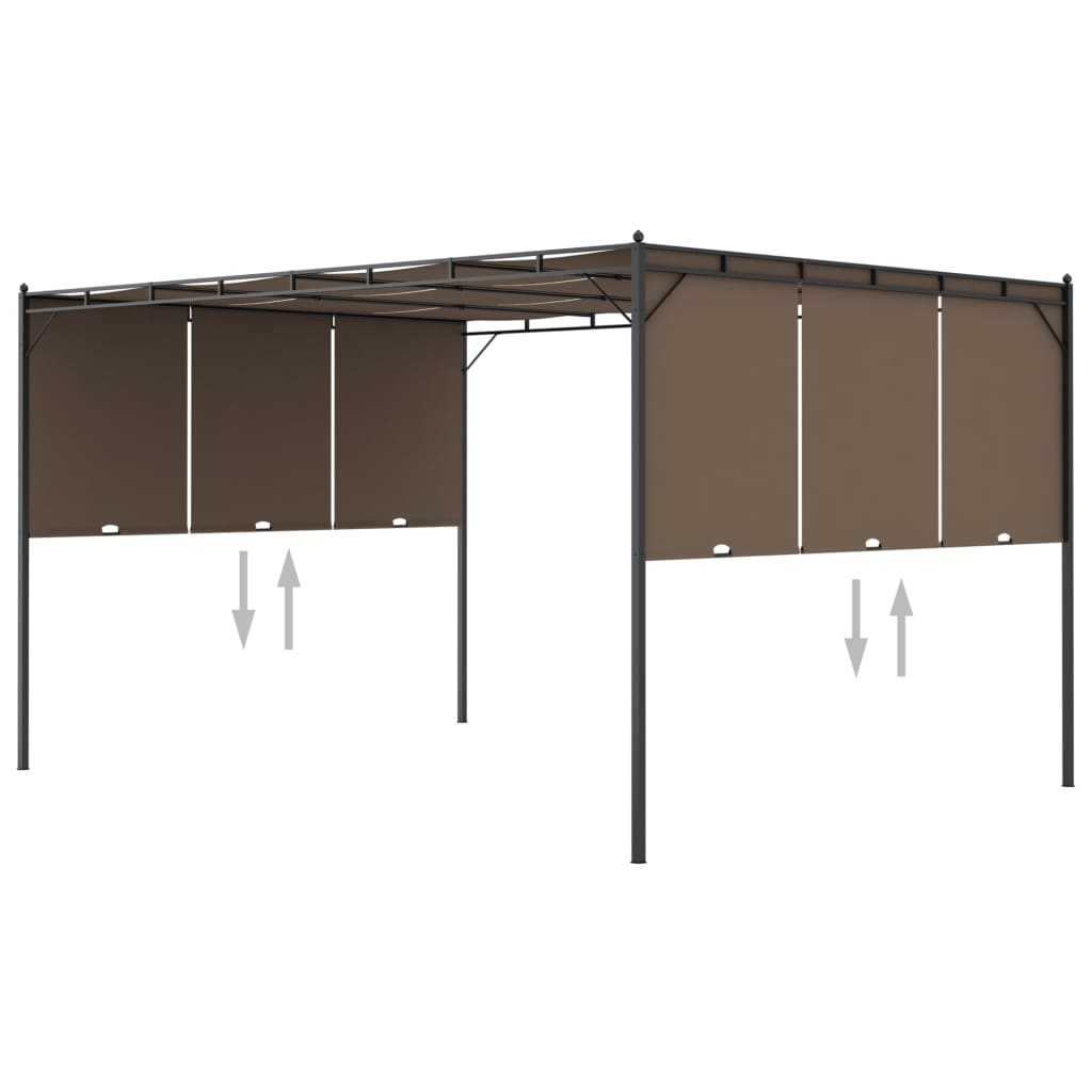 Vidaxl Garden Practor with side curtain 4x3x2.25 m Taupe