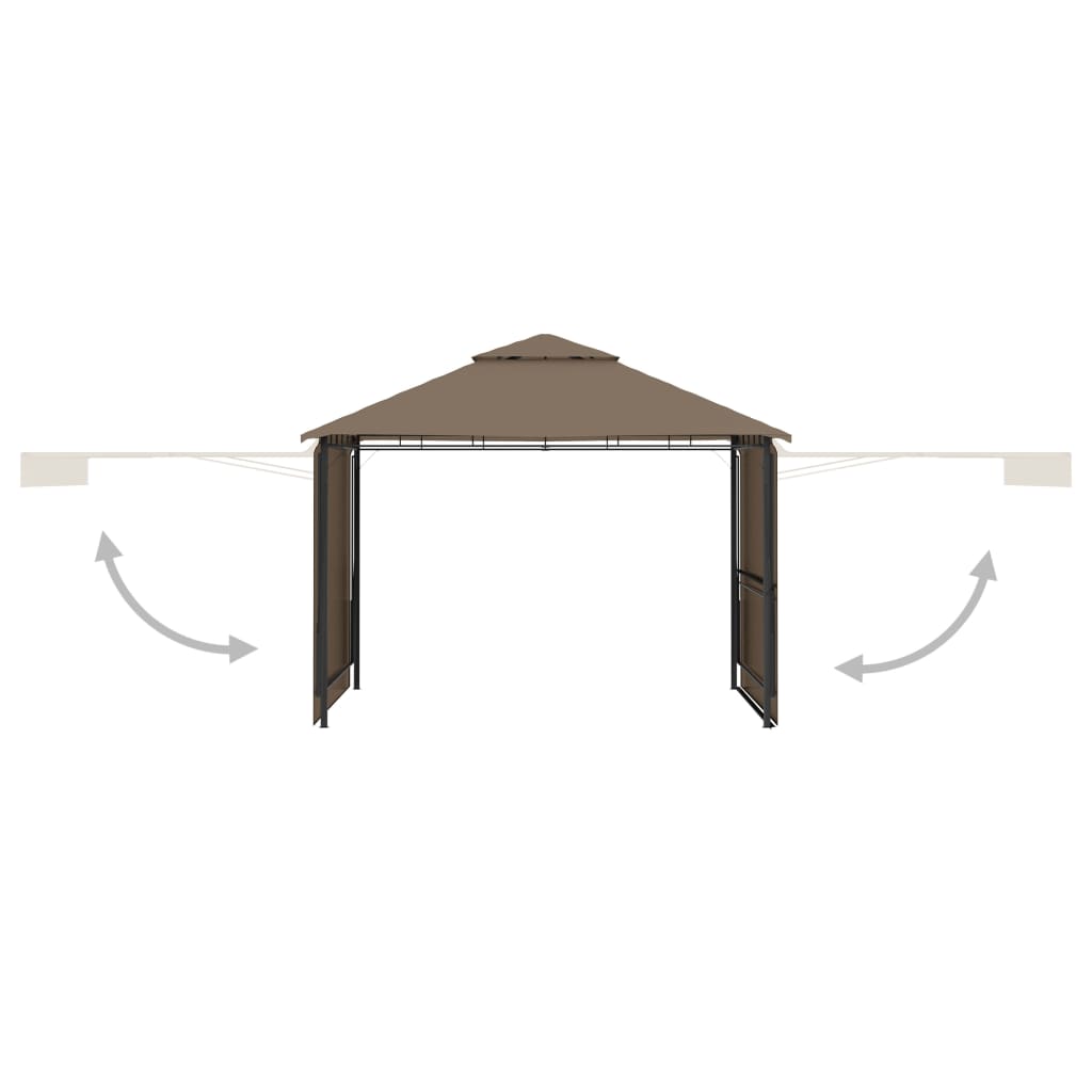 Vidaxl arbor with extendable roofs 180 g m² 3x3x2.75 m Taupe