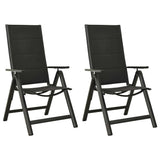 Vidaxl tuinstoelen 2 st inklapbaar textileen aluminium zwart