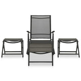 Vidaxl 3-delige loungeset textileen en aluminium zwart