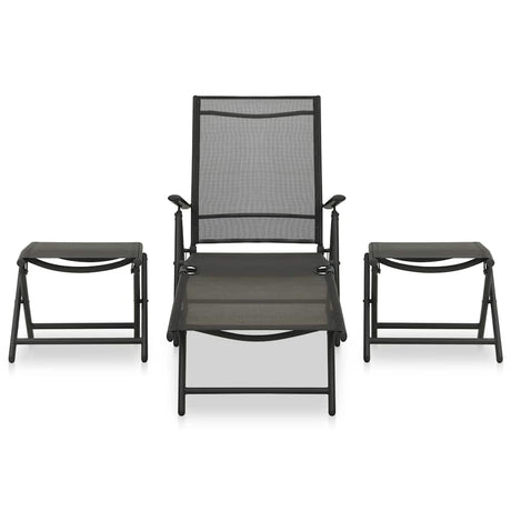 Vidaxl 3-delige loungeset textileen en aluminium zwart