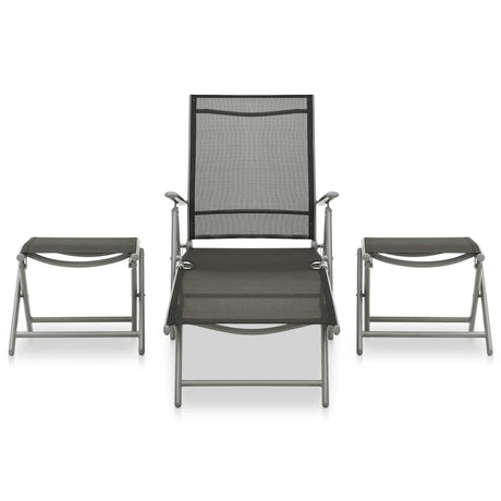 Vidaxl 3-delige loungeset textileen en aluminium zilverkleurig