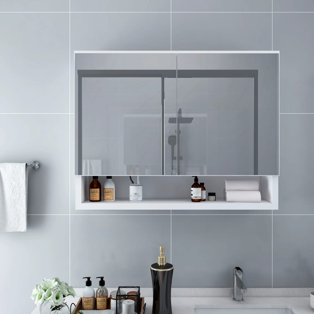 Vidaxl badkamerspiegelkast led 80x15x60 cm mdf wit
