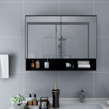 Vidaxl badkamerspiegelkast led 80x15x60 cm mdf zwart