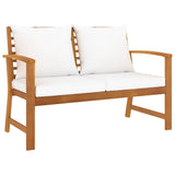 Vidaxl tuinbank met crèmekleurig kussen 120 cm massief acaciahout