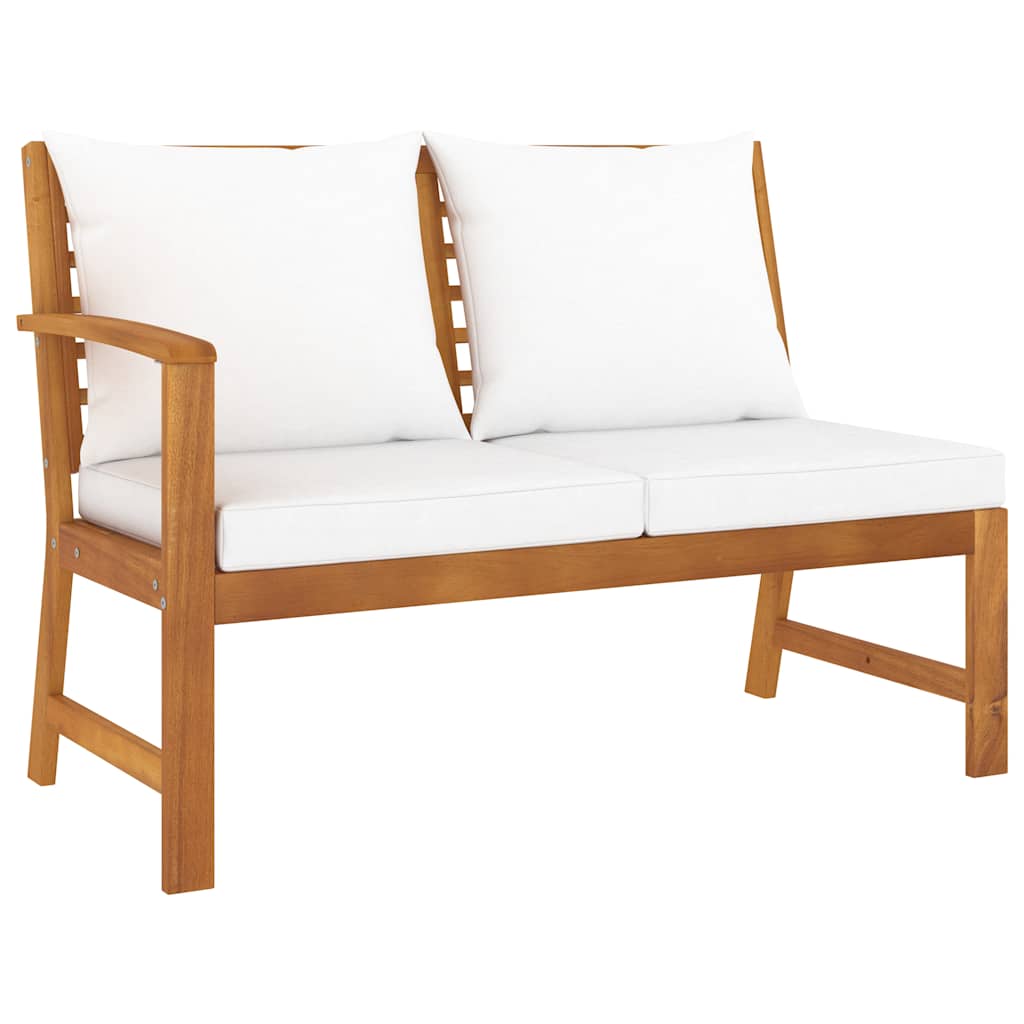 Vidaxl tuinbank met crèmekleurig kussen 114,5 cm massief acaciahout