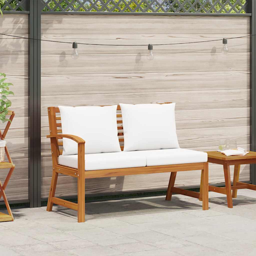 Vidaxl tuinbank met crèmekleurig kussen 114,5 cm massief acaciahout