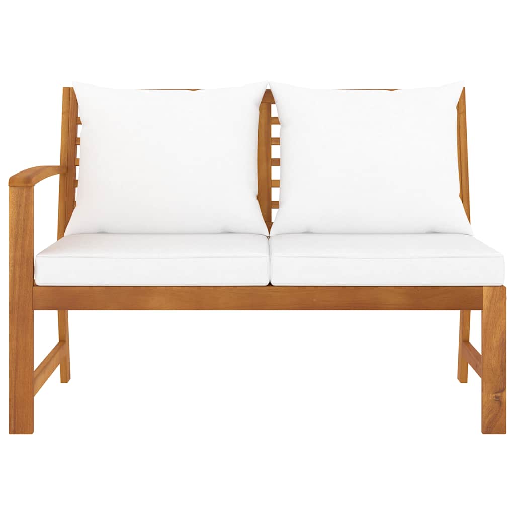 Vidaxl tuinbank met crèmekleurig kussen 114,5 cm massief acaciahout