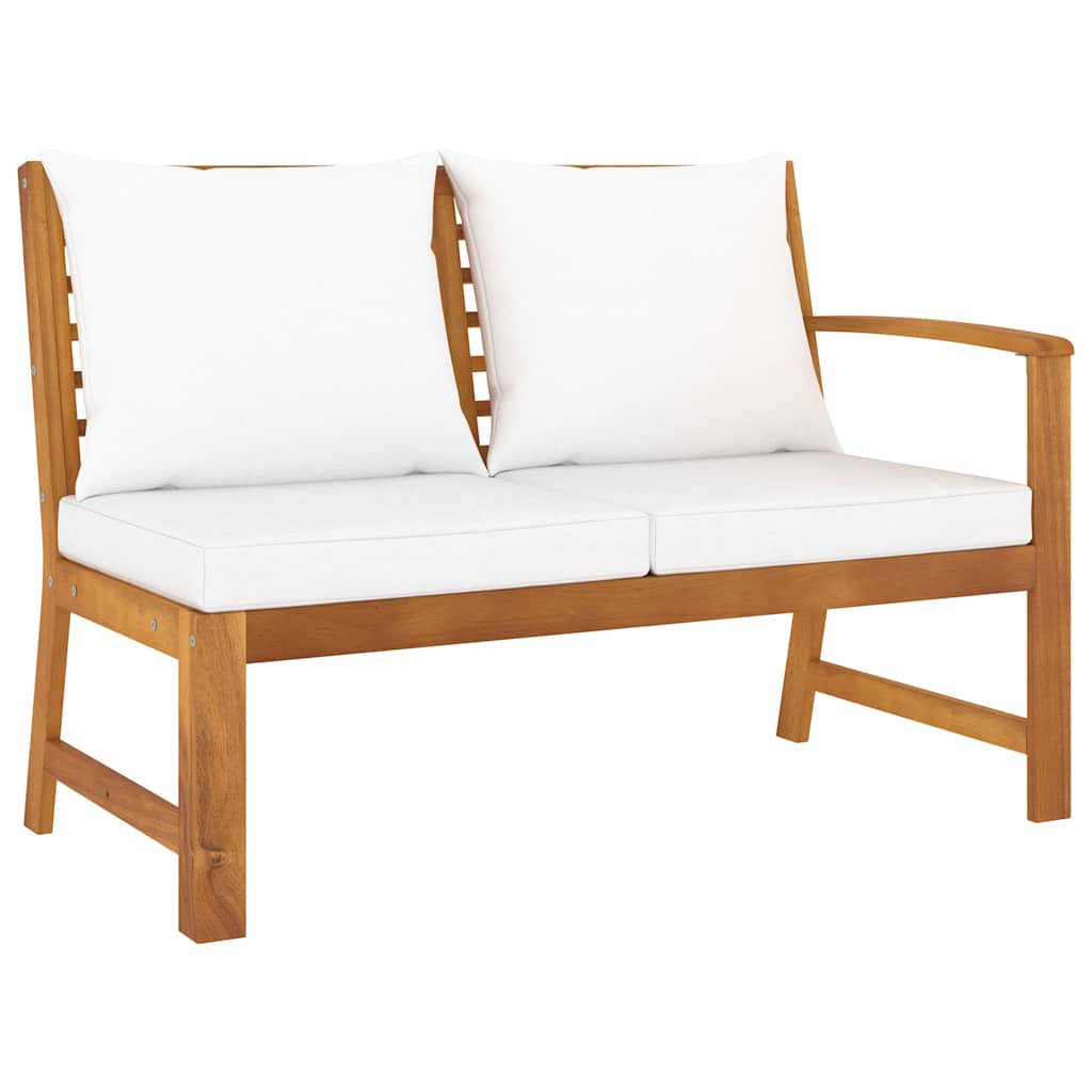 Vidaxl tuinbank met crèmekleurig kussen 114,5 cm massief acaciahout