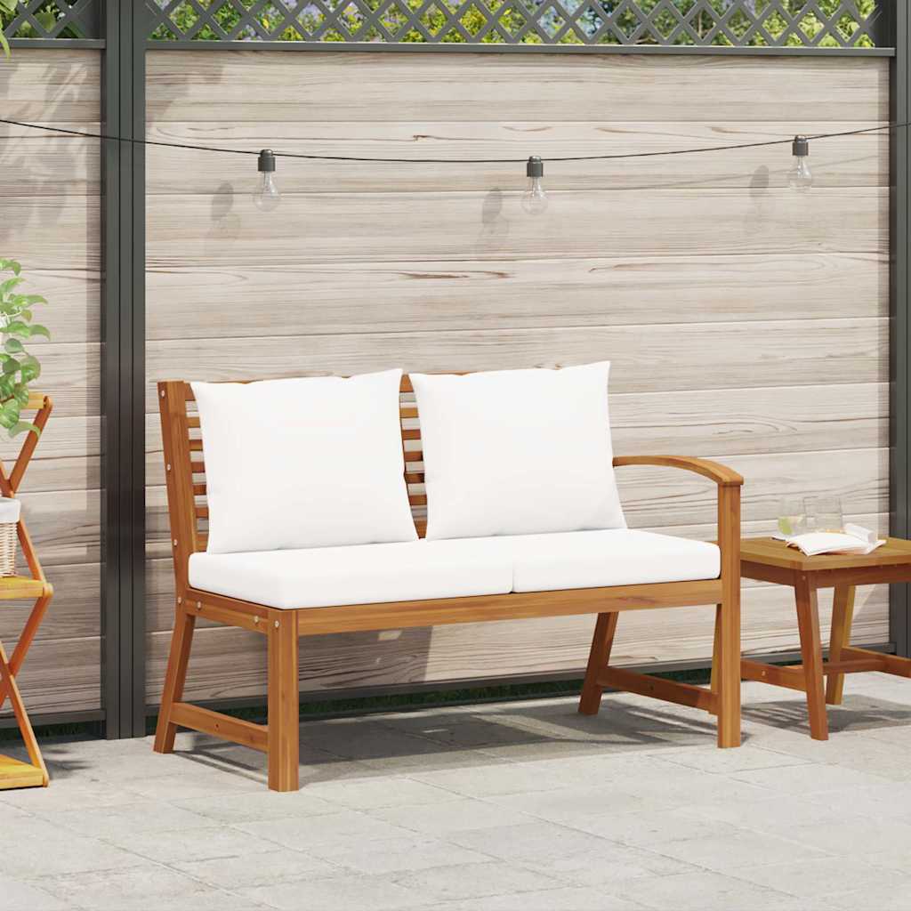 Vidaxl tuinbank met crèmekleurig kussen 114,5 cm massief acaciahout