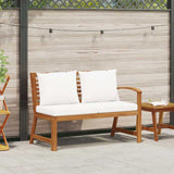 Vidaxl tuinbank met crèmekleurig kussen 114,5 cm massief acaciahout