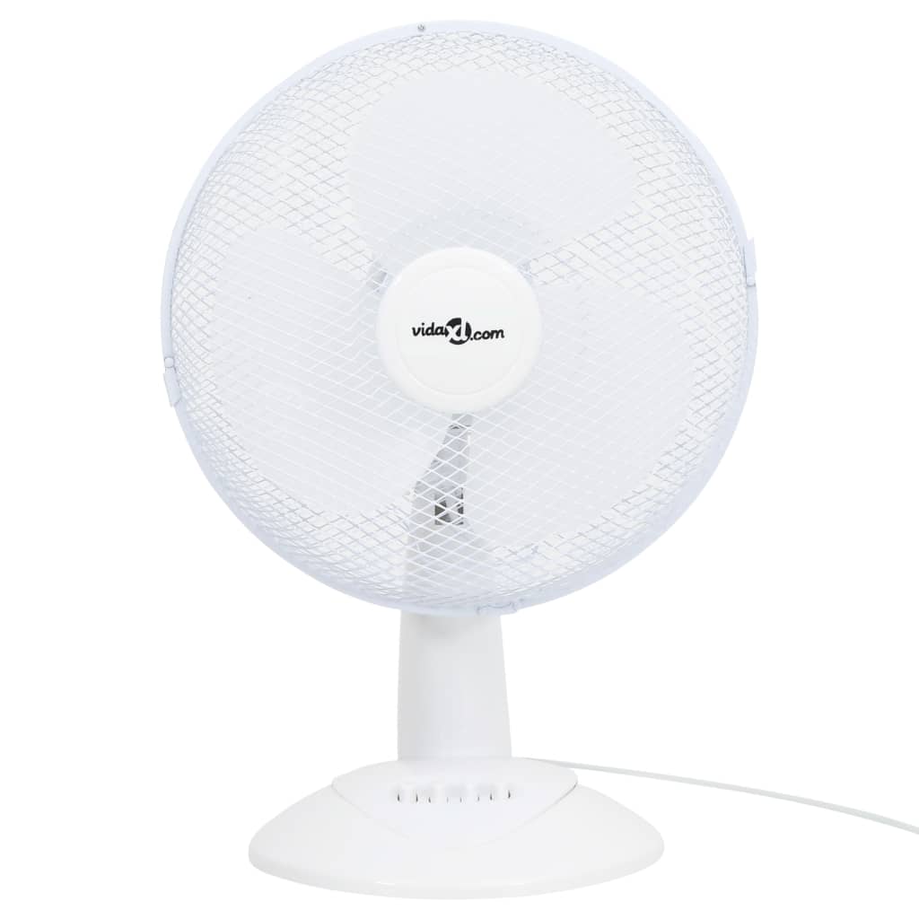 Vidaxl Dësch Fan 3 Geschwindegkeet 40 w 30 cm wäiss