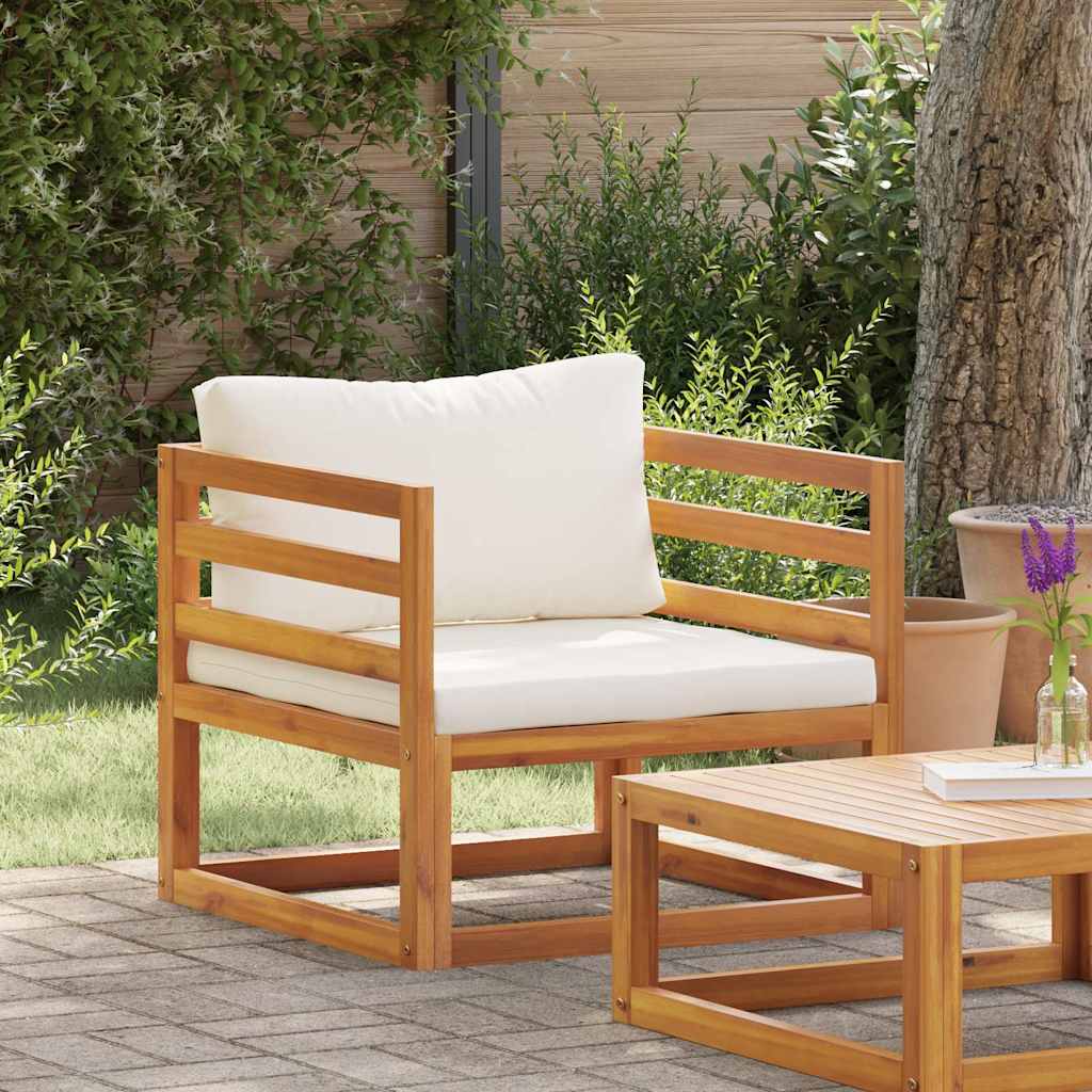 Vidaxl tuinstoel met crèmekleurige kussens massief acaciahout
