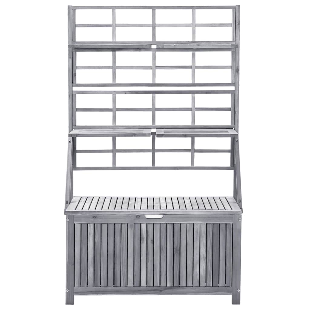 Vidaxl opbergbox met latwerk 99x55x160 cm massief acaciahout grijs