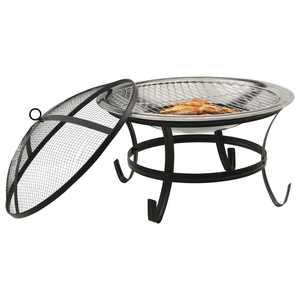 VidaXL Vuurplaats en barbecue 2-in-1 met pook 56x56x49 cm rvs