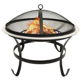 Vidaxl Fireplace and Barbecue 2-in-1 with poker 56x56x49 cm stainless steel