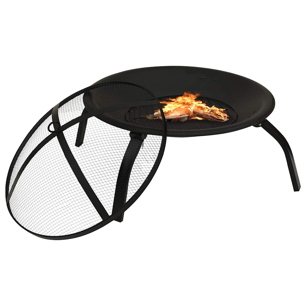 Vidaxl Fire Bowl and Barbecue 2-i-1 med poker 56x56x49 cm stål