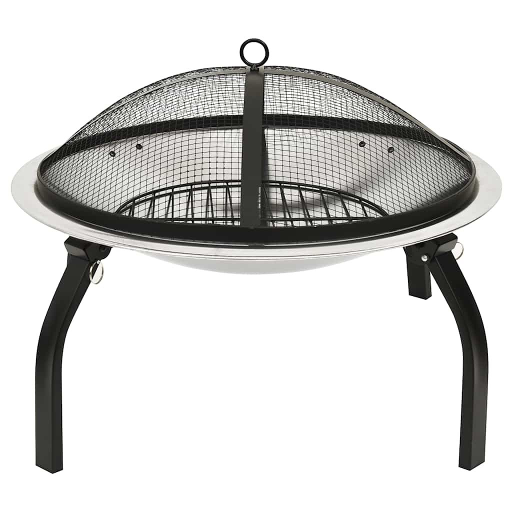 Vidaxl Fire Bowl e barbecue 2 in 1 con poker 56x56x49 cm in acciaio inossidabile