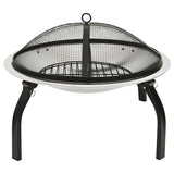 Vidaxl Fire bowl and barbecue 2-in-1 with poker 56x56x49 cm stainless steel