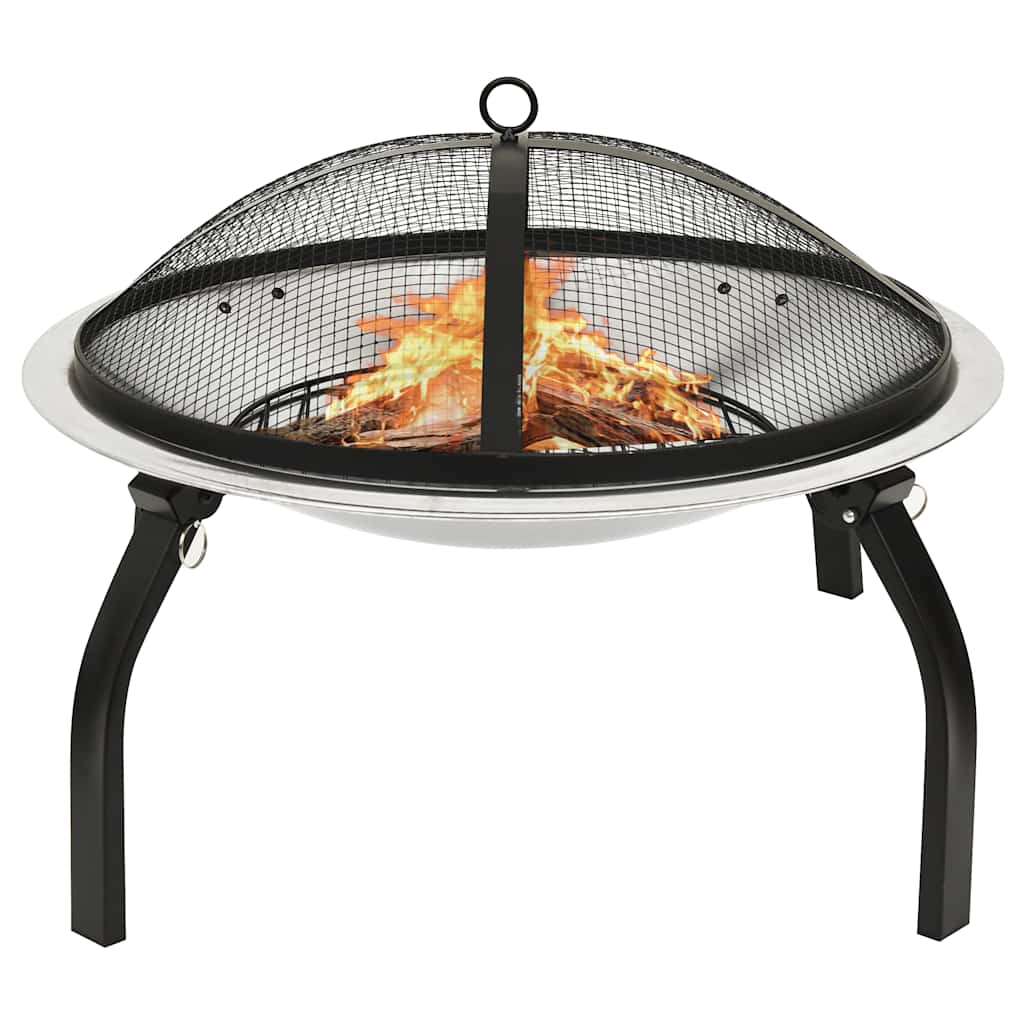 Vidaxl Fire Bowl y Barbecue 2-in-1 con póker 56x56x49 cm de acero inoxidable