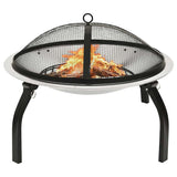 Vidaxl Fire bowl and barbecue 2-in-1 with poker 56x56x49 cm stainless steel