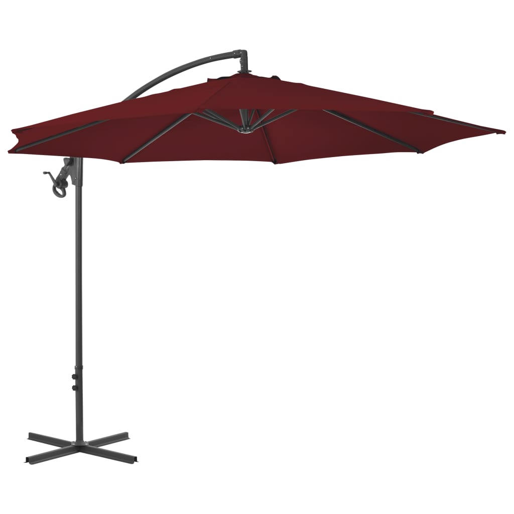 Vidaxl plovoucí parasol s ocelovým pólem 300 cm Bordeaux Red