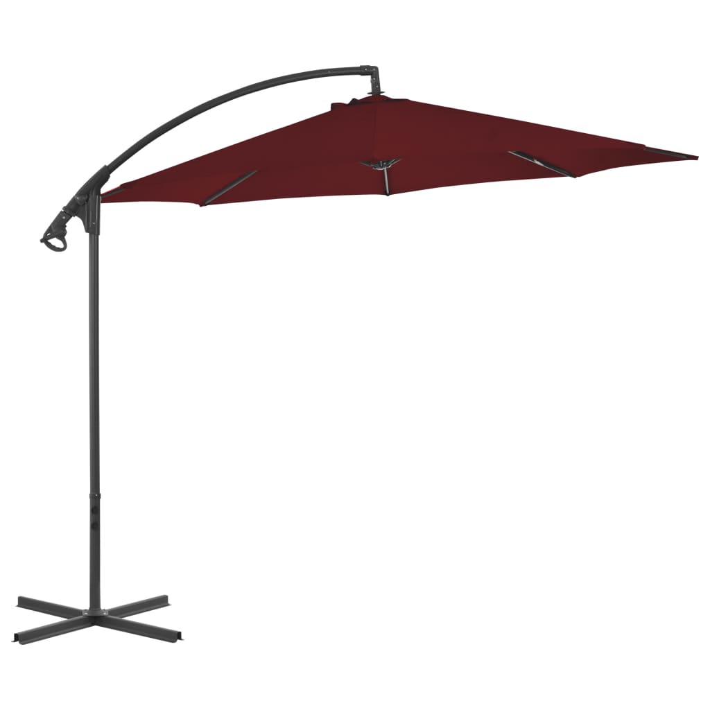 Vidaxl Parasol flotante con poste de acero 300 cm Burdeos rojo