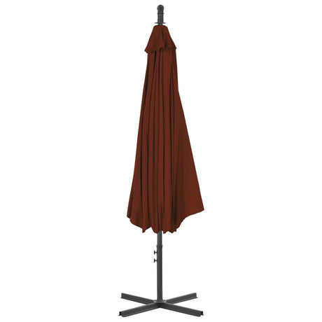 Vidaxl -schwimmender Parasol mit Stahlpol 300 cm Terrakotta -gelöscht