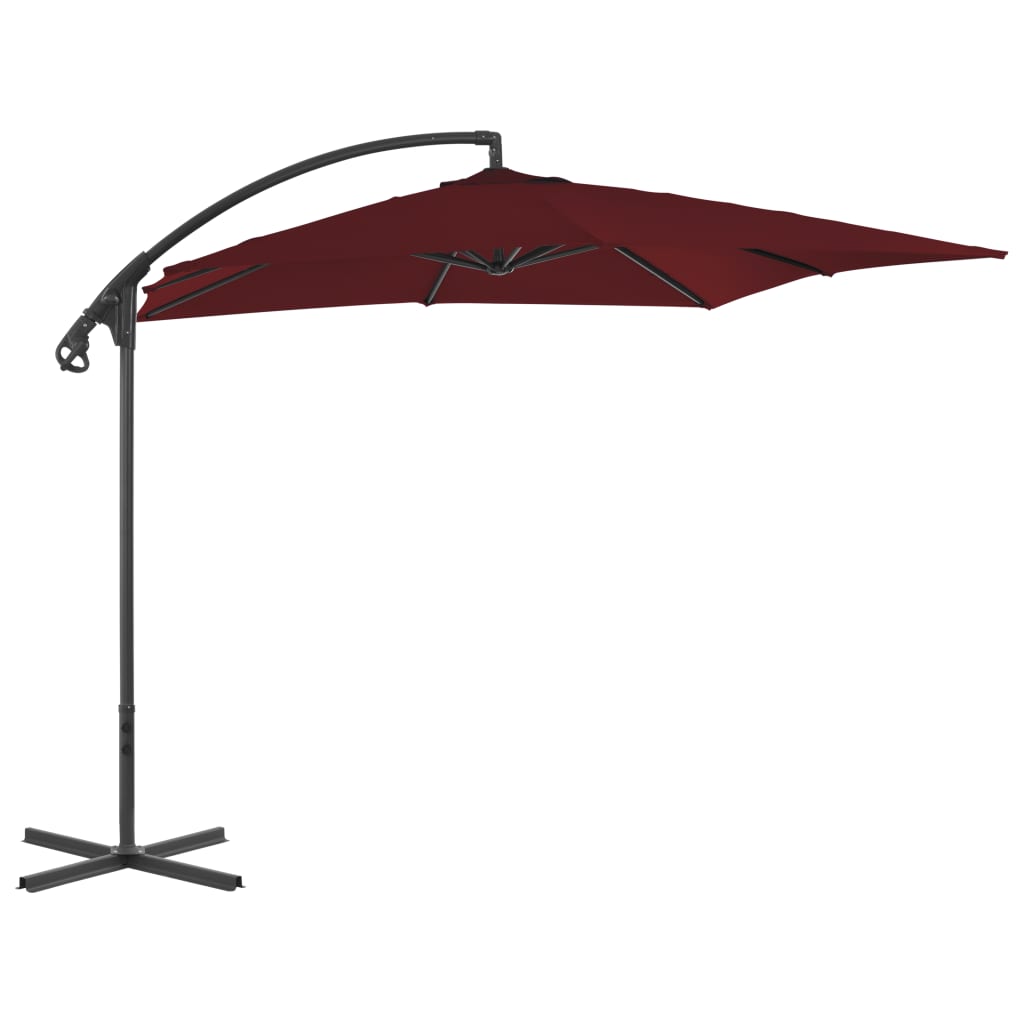 Vidaxl flytende parasol med stålstang 250x250 cm vin rød