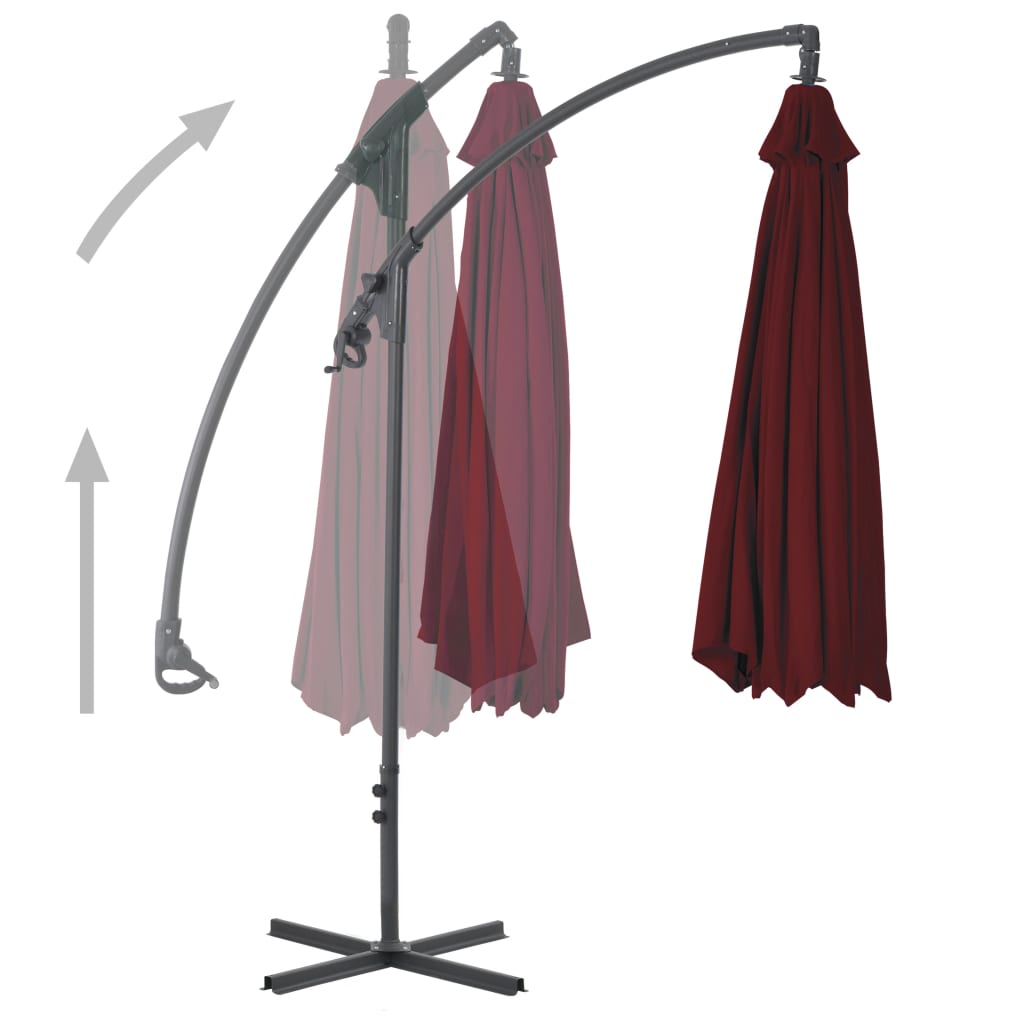 Vidaxl Floating parasol with steel pole 250x250 cm wine red