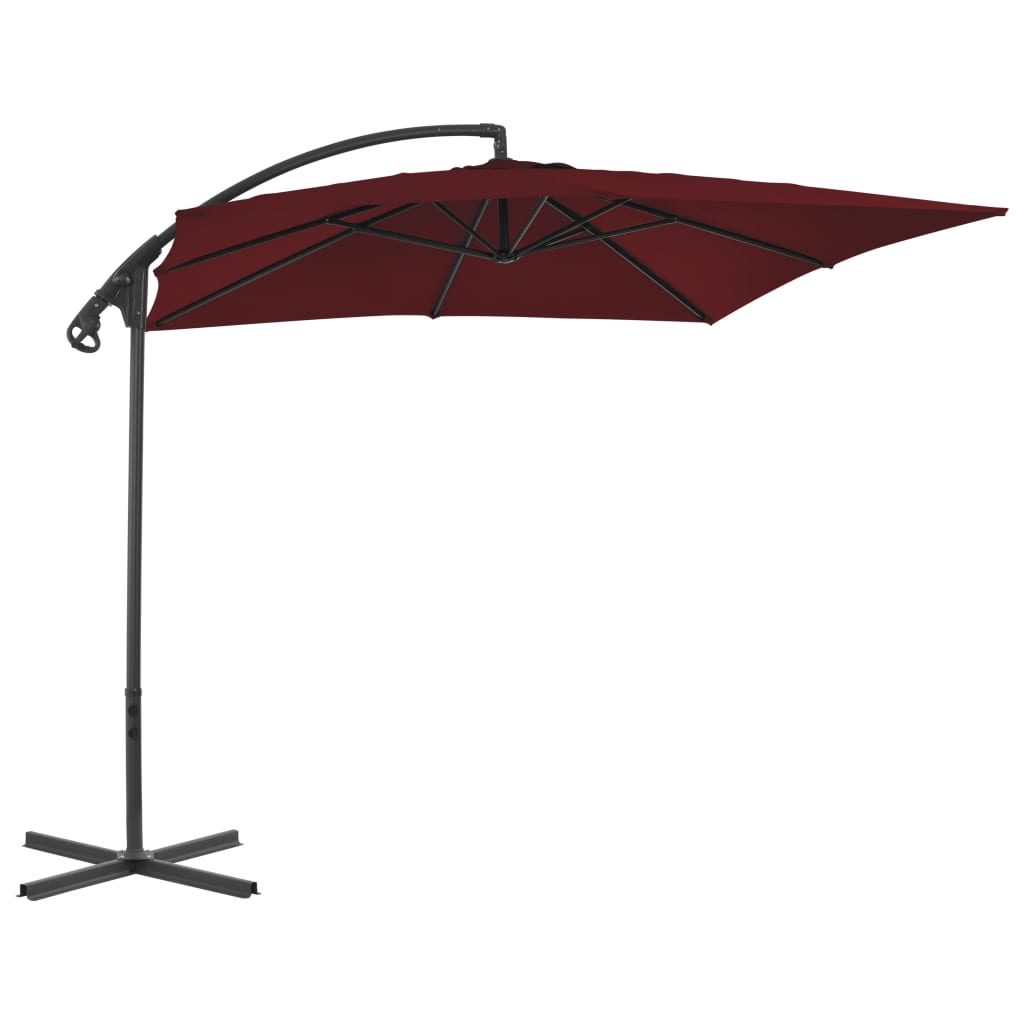 Vidaxl plovoucí parasol s ocelovým pólem 250x250 cm víno červená