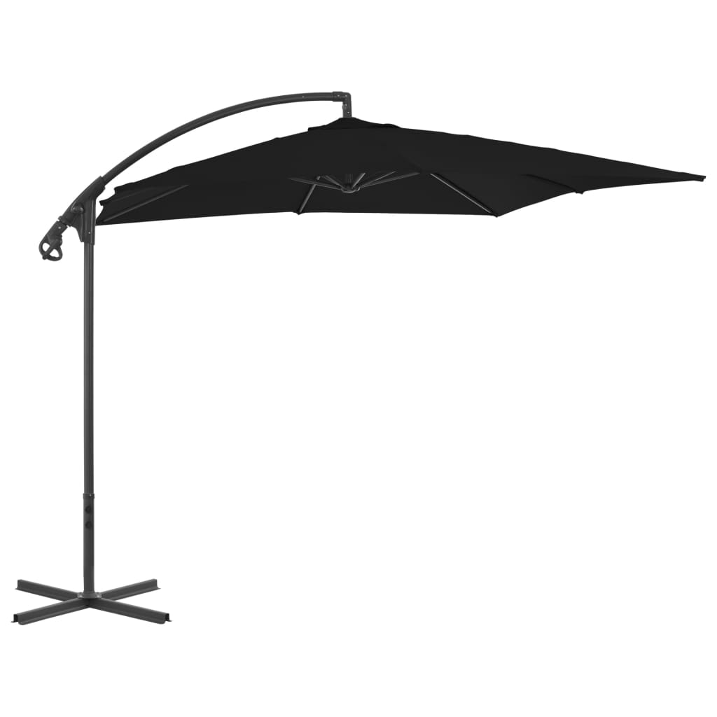 Vidaxl Floating Parasol s ocelovým pólem 250x250 cm černá