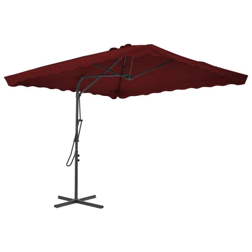 Parasol Vidaxl con poste de acero 250x250x230 cm Burdeos rojo