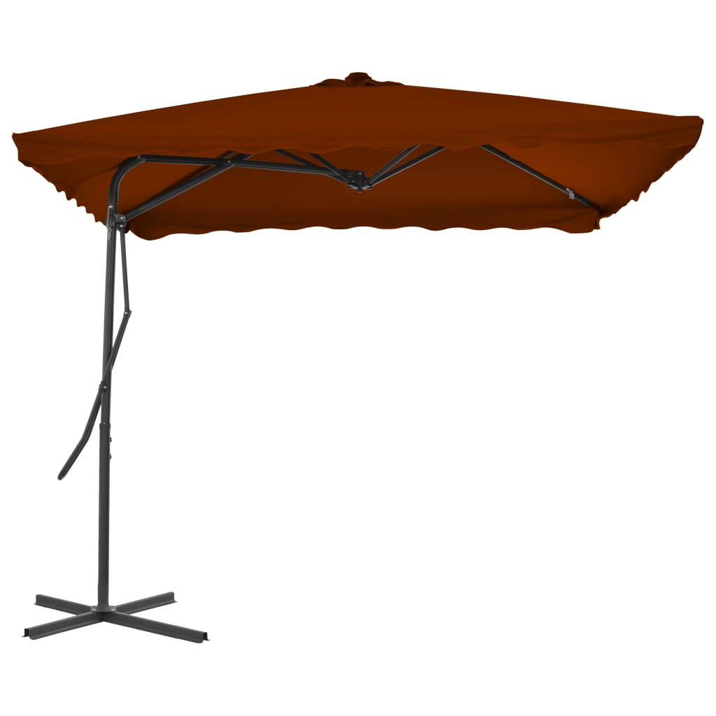 Vidaxl Parasol med stålstång 250x250x230 cm terrakotta -färgad