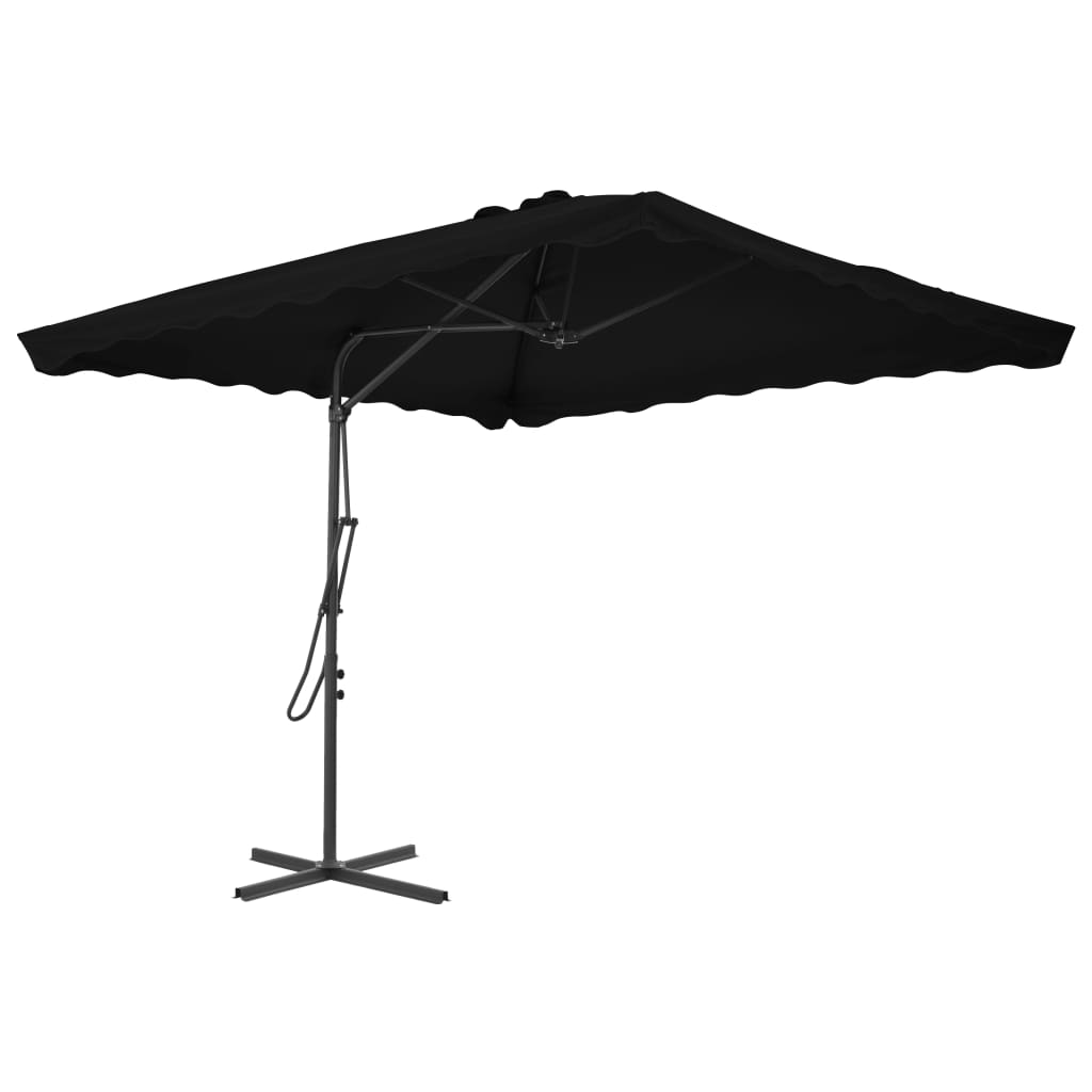 Vidaxl Parasol med stålstang 250x250x230 cm sort