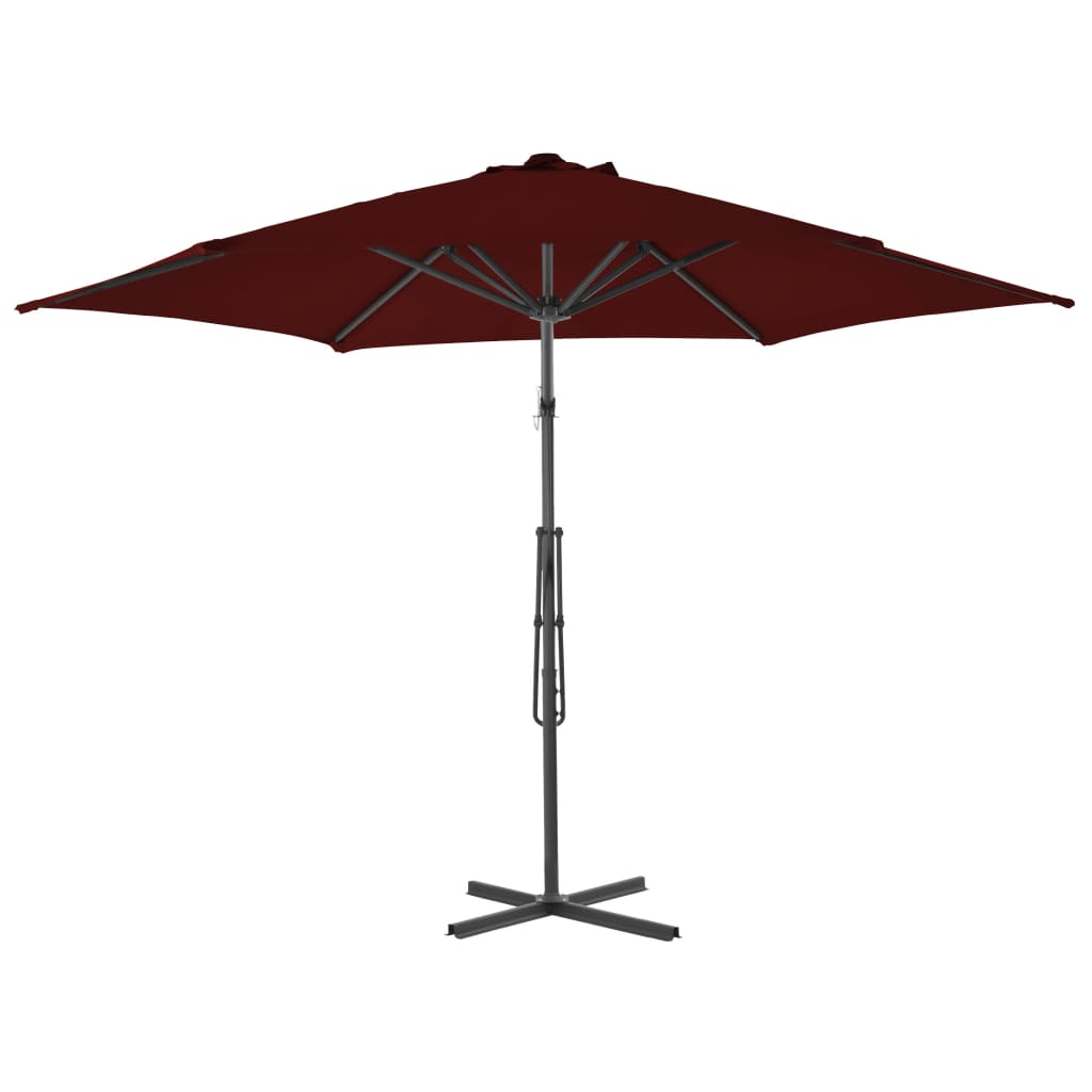 Vidaxl -parasol med stålstang 300x230 cm Bordeaux rød