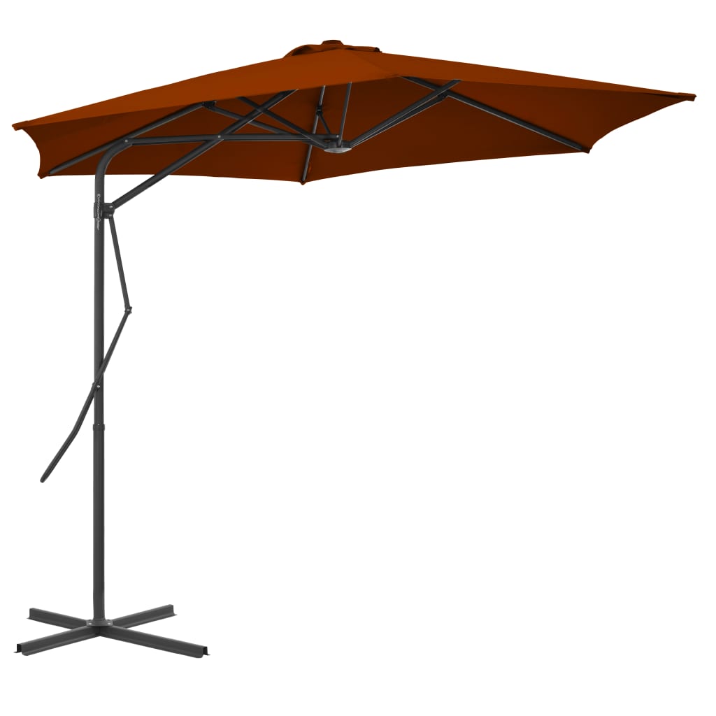 Vidaxl -parasol med stålstang 300x230 cm terracotta -farvet