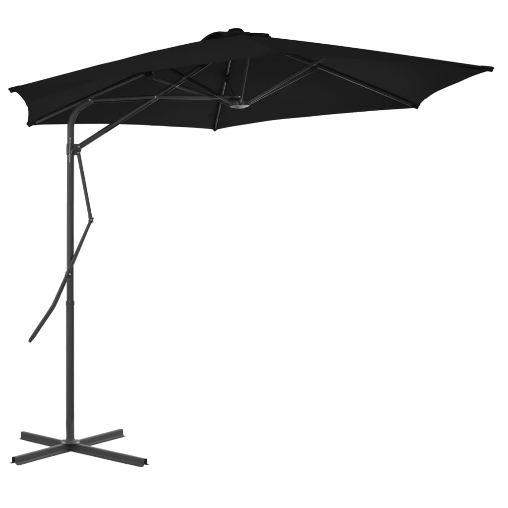 Vidaxl Parasol z jeklenim drogom 300x230 cm črna