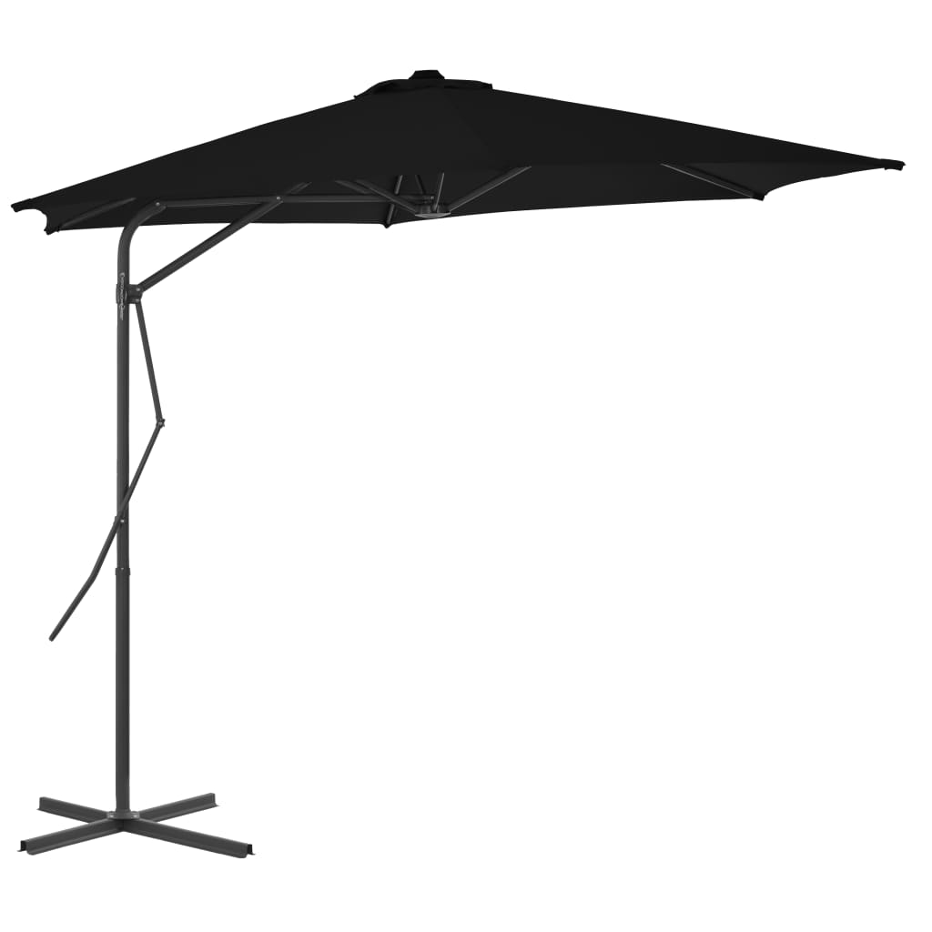 Vidaxl Parasol with steel pole 300x230 cm black