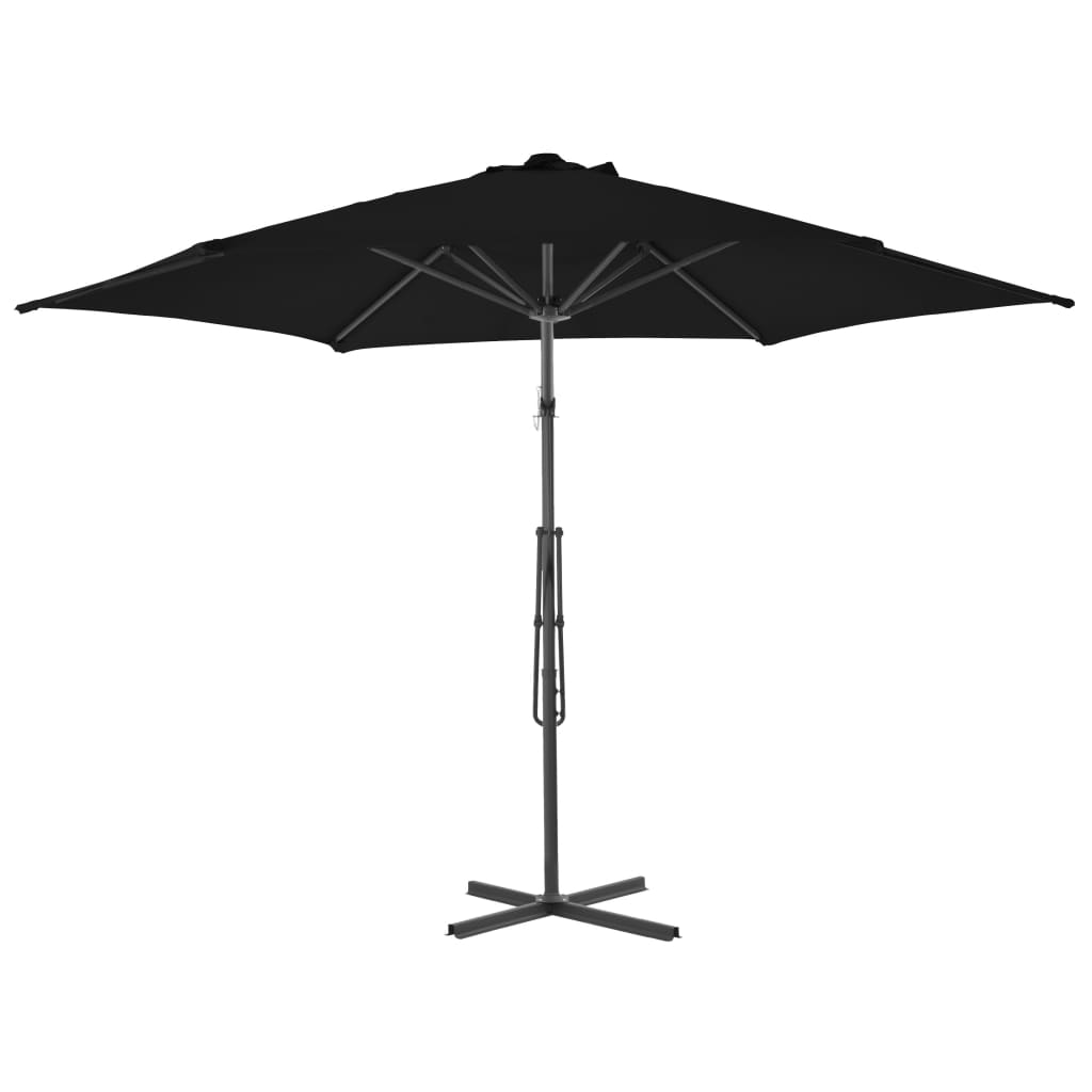 Vidaxl Parasol with steel pole 300x230 cm black