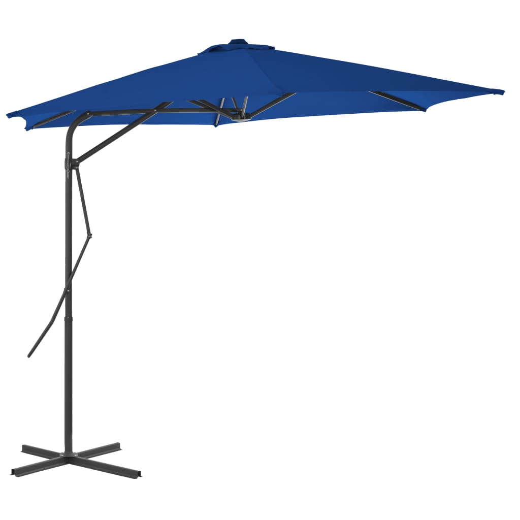 Vidaxl -parasol med stålstång 300x230 cm blå