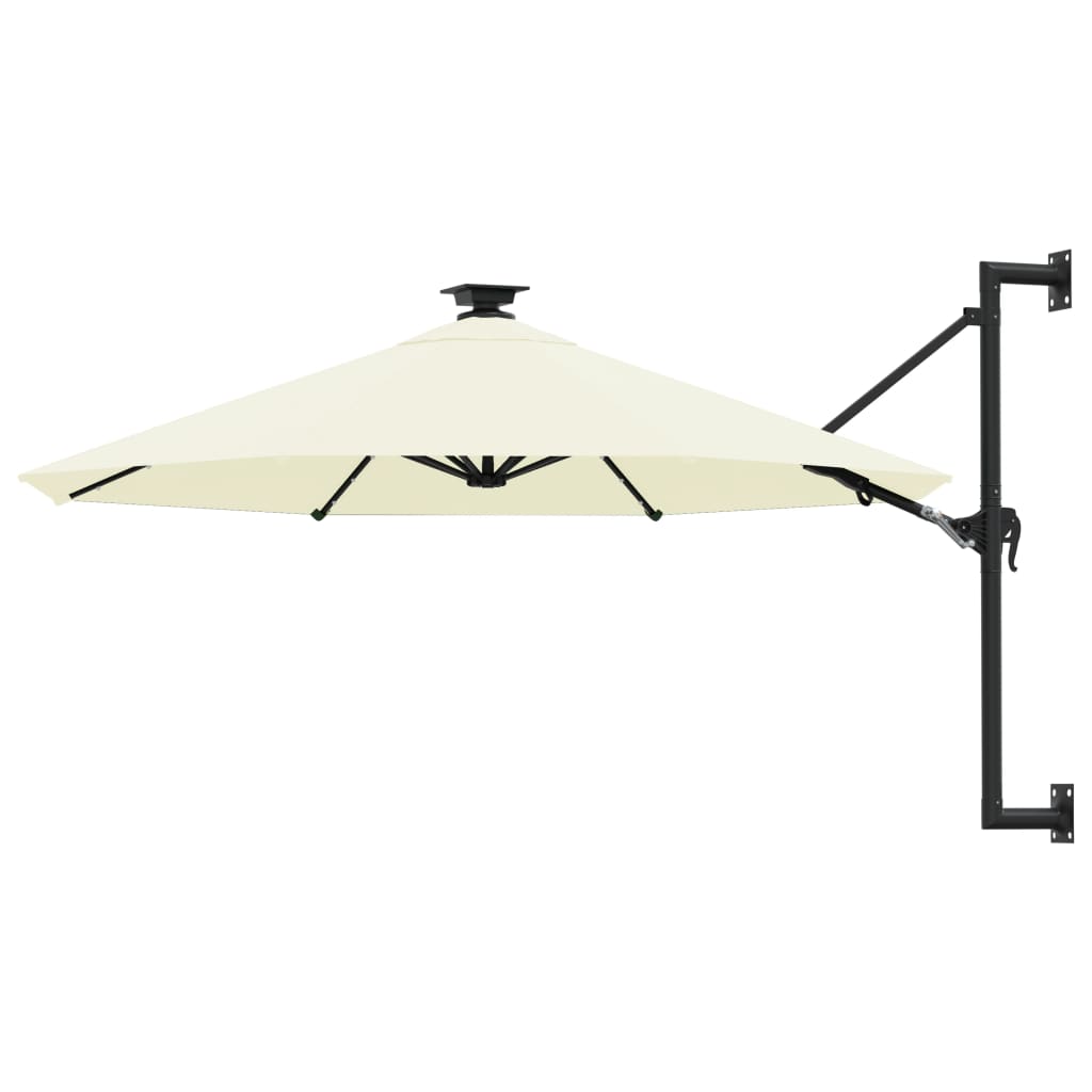 Vidaxl wandparasol met led's 300 cm zandkleurig