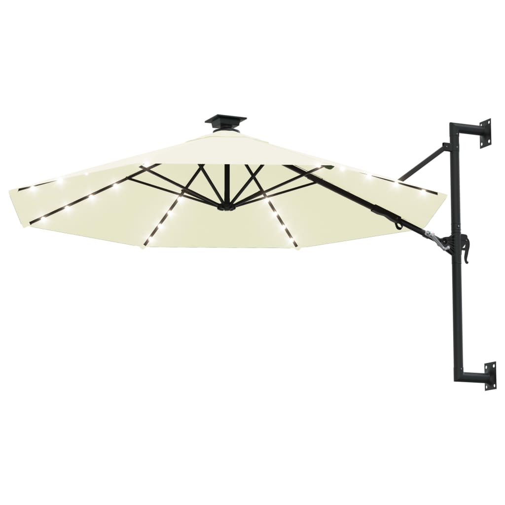 Vidaxl -Wandparasol mit LEDs 300 cm sandgeläutet