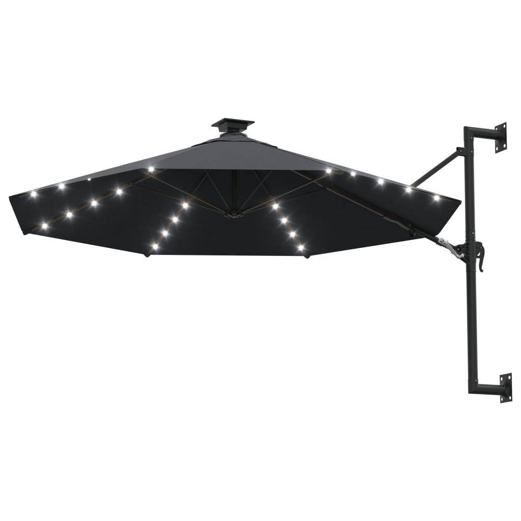 Vidaxl Wall Parasol z diodami LED 300 cm antracytowymi