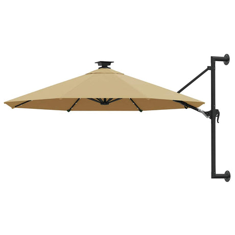 Vidaxl -Wandparasol mit LEDs 300 cm Taupe