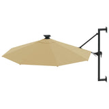 Parasol mural vidaxl avec LEDS 300 cm taupe