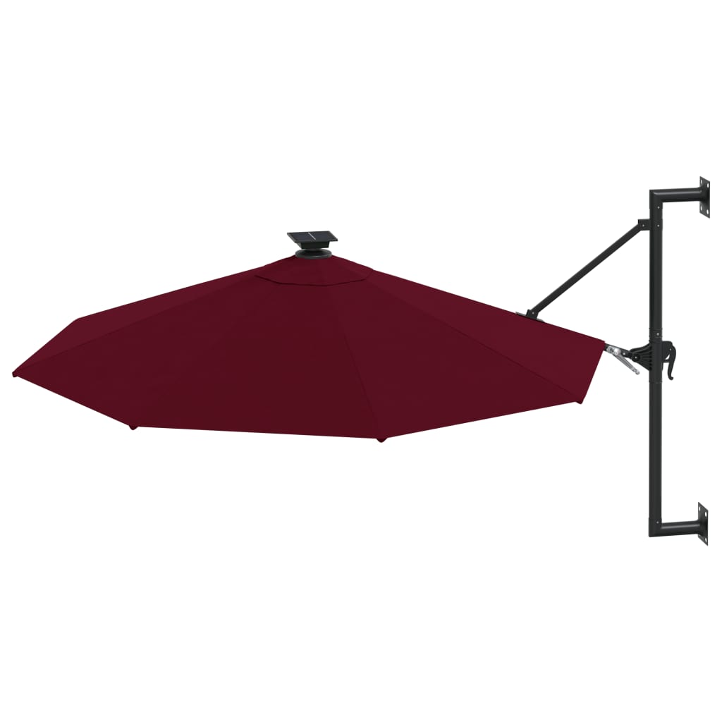 Vidaxl Wall Parasol s LED 300 cm Bordeaux Red