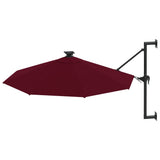 Parasol de pared Vidaxl con LED 300 cm Burdeos rojo